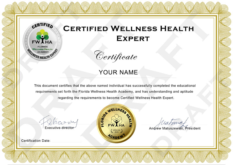 Certified Wellness Health Expert Certificate
